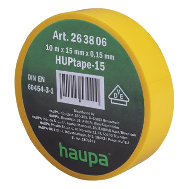 Изолента ПВХ цвет желтый 15мм x 10 м d=60мм HAUPA 263806 ― HAUPA